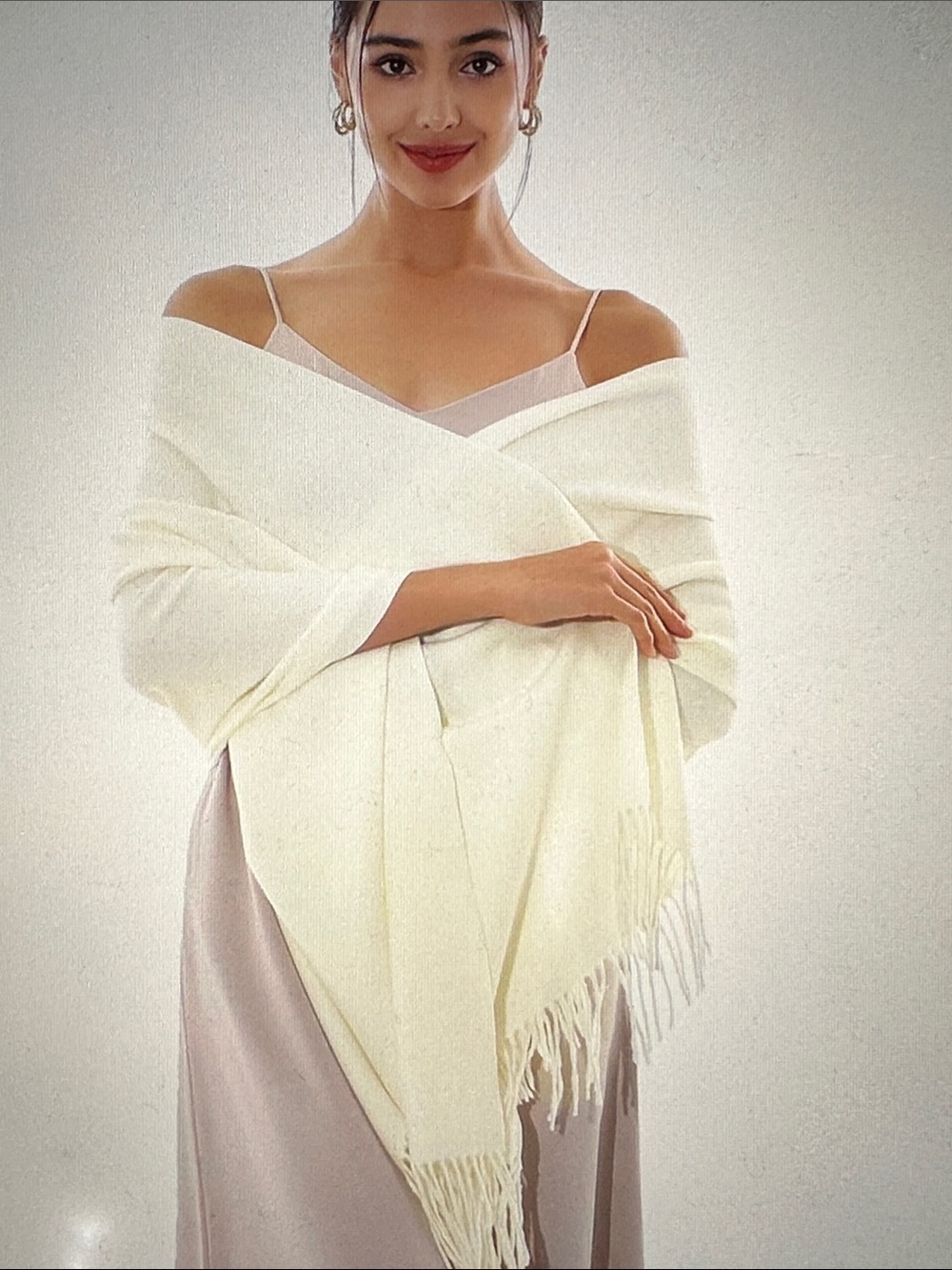 Women's Cream Wrap Sweater Shawl